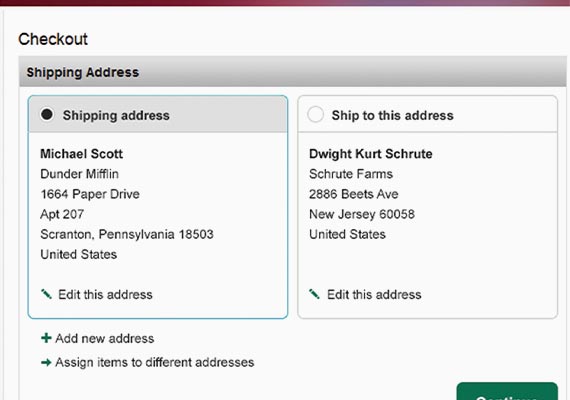 These are some examples of site updates that required a moderate layout and style refresh from 2018. This is from multiple shipping addresses in accounts.