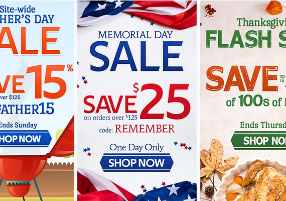 These are a collection of sale emails sent to market our themed promotions.