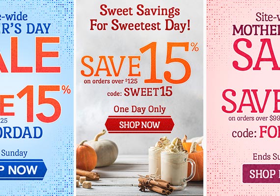 These are a collection of sale emails sent to market our themed promotions.