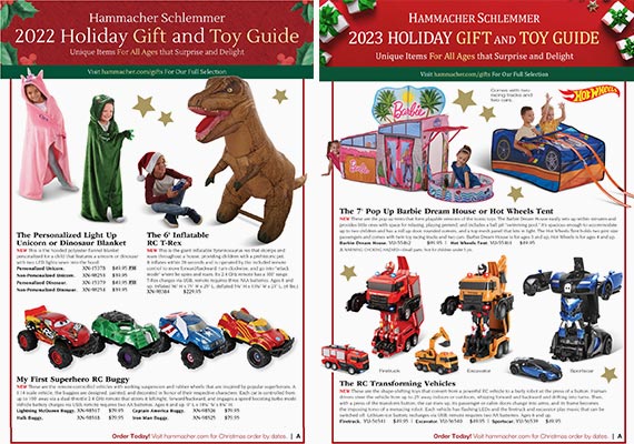 I was given the opportunity design page banners for our catalog for Sale and Holiday inserts. The left is from 2022 and the right is from 2023.