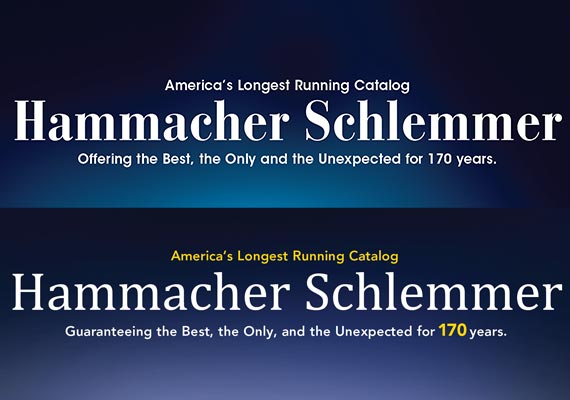 In 2018, I selected Cambria and Avenir fonts for Hammacher Schlemmer's new logo to balance tradition, adaptability, and mobile-friendly readability, reflected in the above catalog cover located on the bottom.