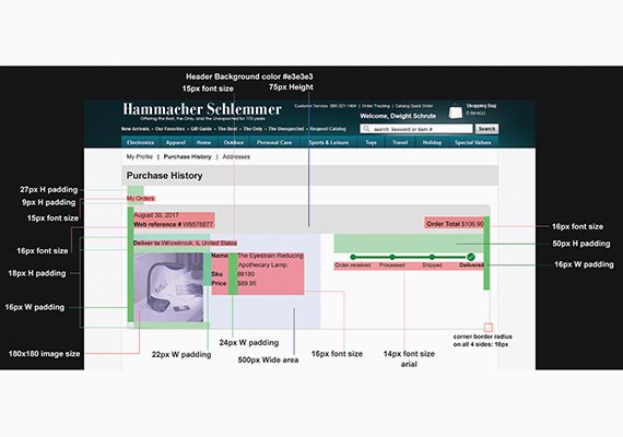 Following lessons learned from Motorola, I created pixel perfect style guides to dictate padding, margin, font-size, etc. for our IT team to build. Content had to be organized into clean and easy to read instructions to maintain integrity of design.